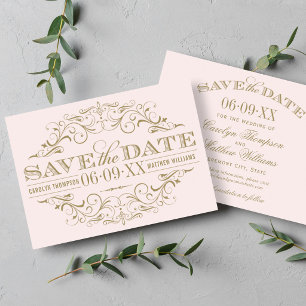 Save The Date Mariage Élégant Rose Ballet Doré Flourish
