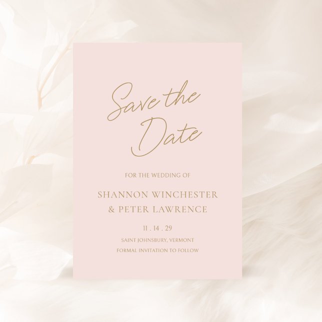Save The Date Mariage Élégant Rose et Or Classique (Créateur téléchargé)