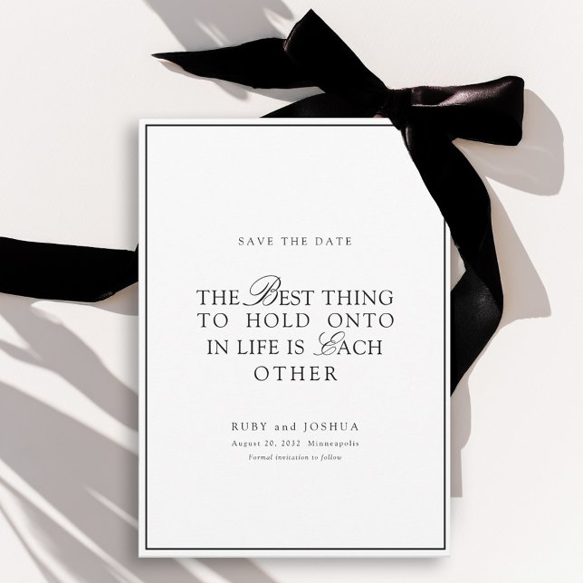 Save The Date Mariage élégant royal blanc et noir (Elegant Royal White & Black Wedding Save The Date)