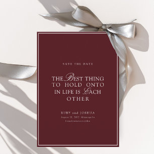 Save The Date Mariage élégant royal burgundy et blanc