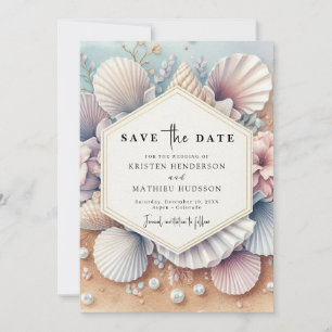 Save The Date Mariage élégant Seashell Beach Beach