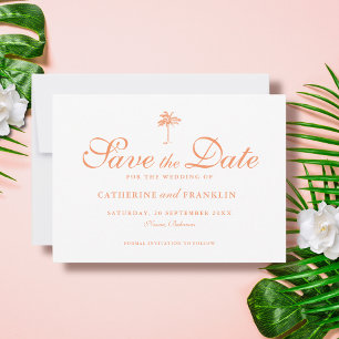 Save The Date Mariage Élégant sous un Palmier Tropical
