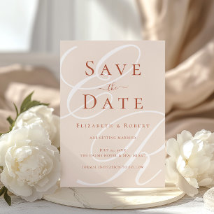 Save The Date Mariage élégant terracotta et beige à monogramme