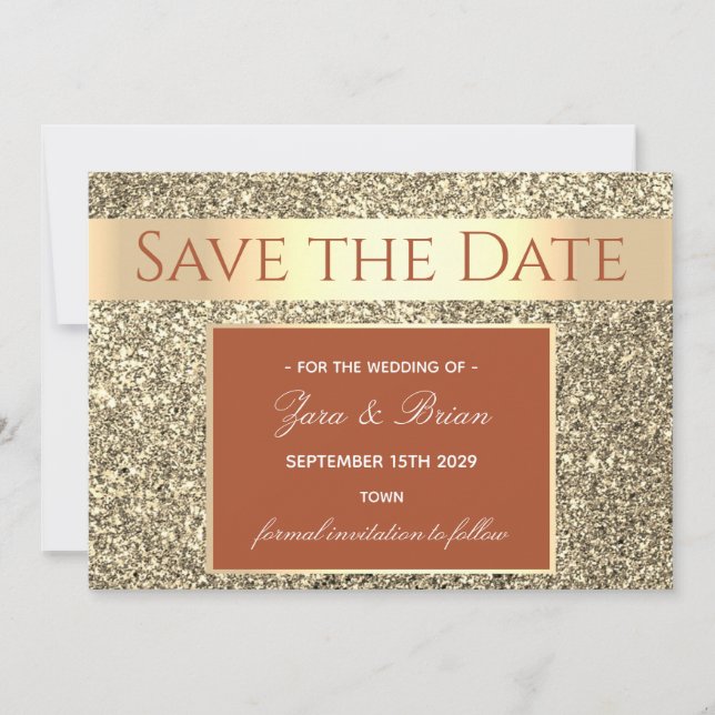 Save The Date Mariage Élégant Terracotta Or (Devant)