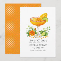 Save The Date Mariage Élégant Tropical Mango Margarita