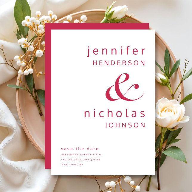 Save The Date Mariage Élégant Typographie Magenta (Elegant Magenta Typography Wedding Save The Date)