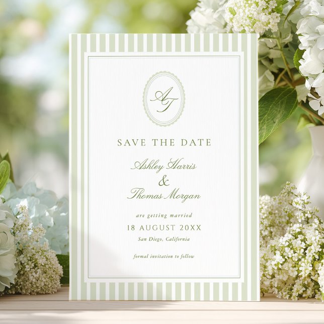 Save The Date Mariage Élégant Vert Olive  (Créateur téléchargé)