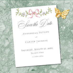 Save The Date Mariage Élégant Victorien aux Fleurs Pastel en Rub