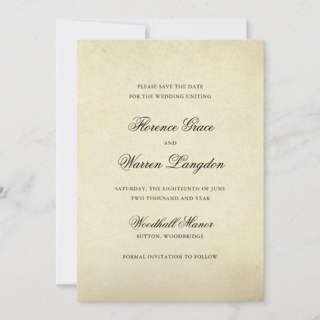 Save The Date Mariage Élégant Vintage (Devant)