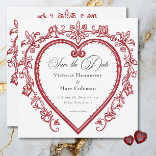 Save The Date Mariage Élégant Vintage à Motifs Floraux de Chinoi