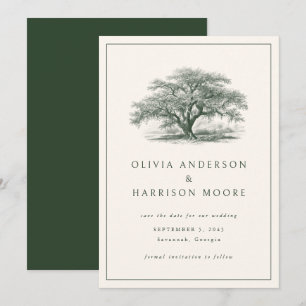 Save The Date Mariage élégant vintage chêne sudiste