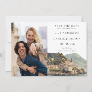 Save The Date Mariage en aquarelle italienne à Amalfi
