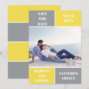 Save The Date Mariage en bloc de couleur gris et jaune Enregistr