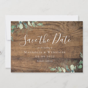 Save The Date Mariage en bois Eucalyptus