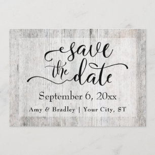 Save The Date Mariage en bois Patiné gris rustique Enregistrer l