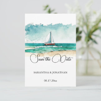 Save The Date Mariage en croisière, aquarelle minimaliste modern