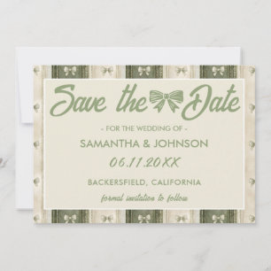 Save The Date Mariage en denim rustique vert sauge