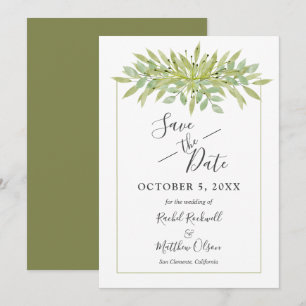 Save The Date Mariage en feuillage vert botanique Enregistrer la