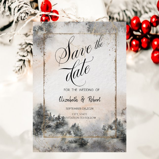 Save The Date Mariage en forêt de bois (Créateur téléchargé)