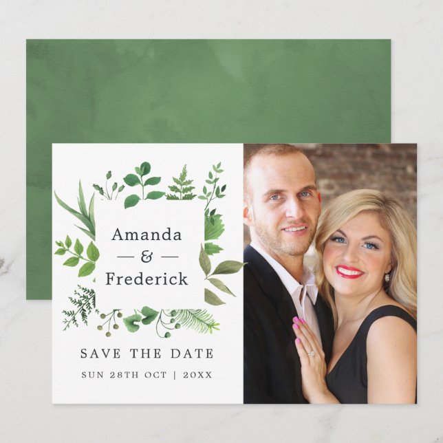 Save The Date Mariage en forêt verdoyante (Devant / Derrière)