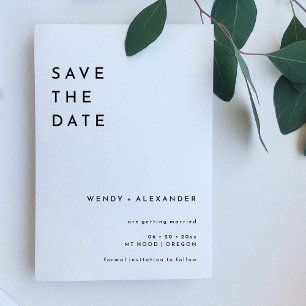 Save The Date Mariage en gras moderne blanc