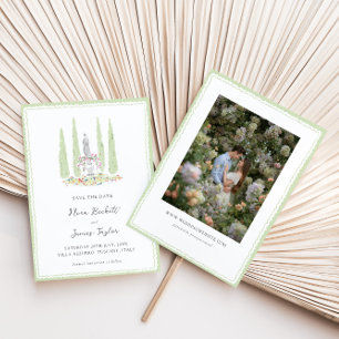 Save The Date Mariage en Italie Illustré de Couleurs Fantaisiste