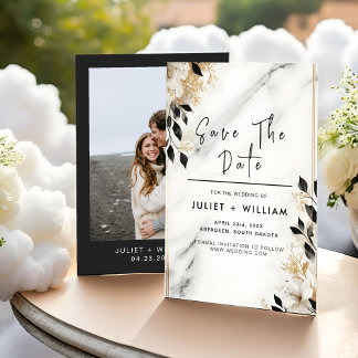 Save The Date Mariage en marbre de pierre empilé