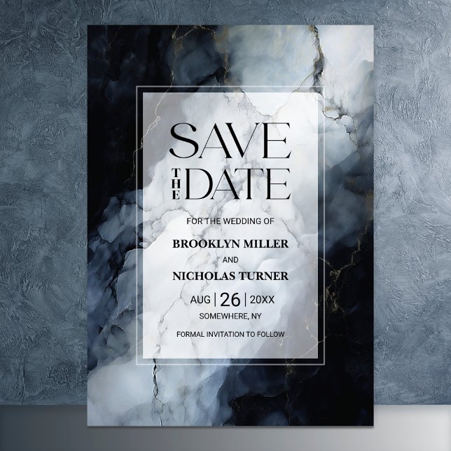 Save The Date Mariage en marbre noir Enregistrer la date (Créateur téléchargé)