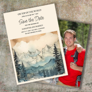 Save The Date Mariage en montagne, photo de sauvegarde de date 