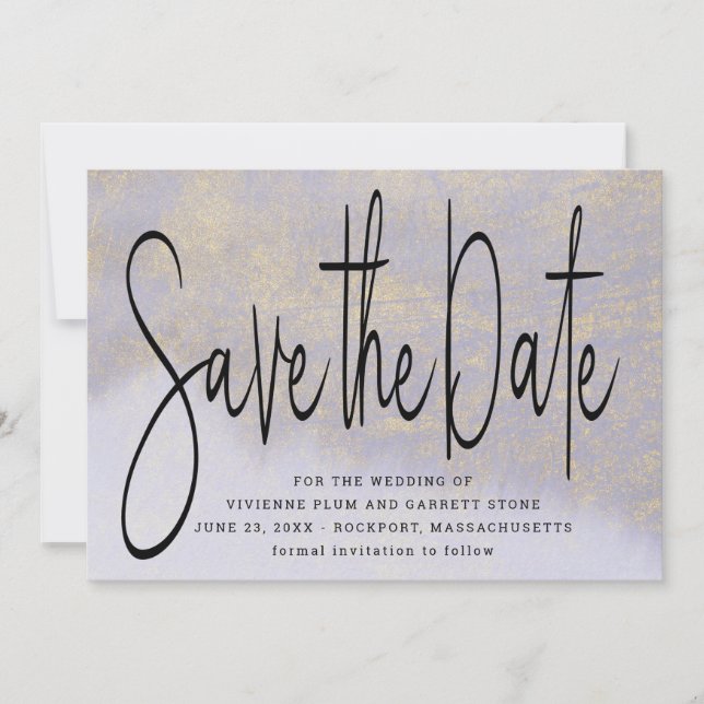 Save The Date Mariage en or violet Enregistrer la date Invitatio (Devant)