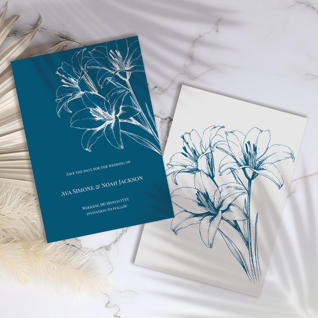 Save The Date Mariage en plan bleu Lily (Créateur téléchargé)