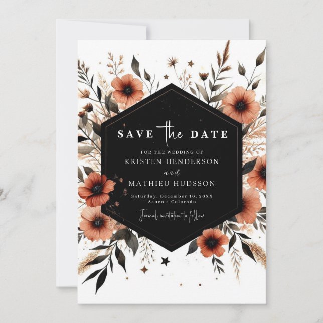 Save The Date Mariage en terre cuite chic et modifiable (Devant)