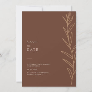 Save The Date Mariage en terre cuite florale à main minimaliste