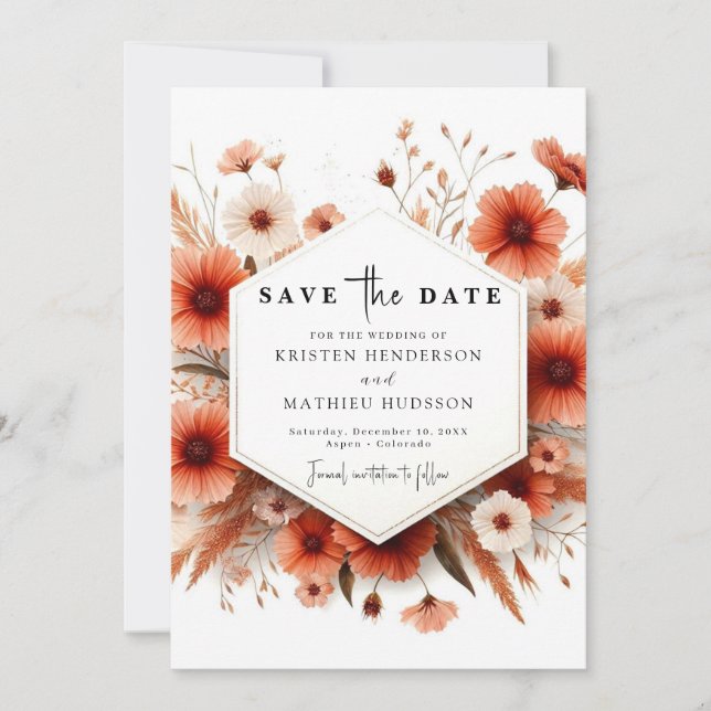 Save The Date Mariage en terre cuite moderne modifiable (Devant)