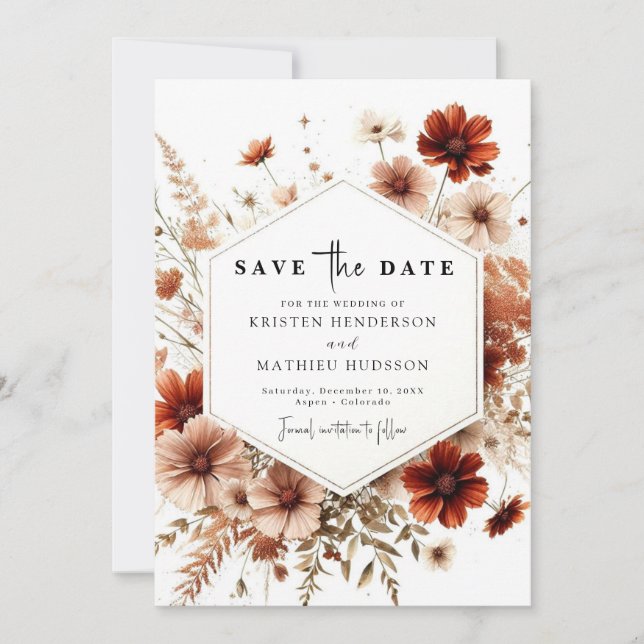 Save The Date Mariage en terre cuite numérique romantique (Devant)
