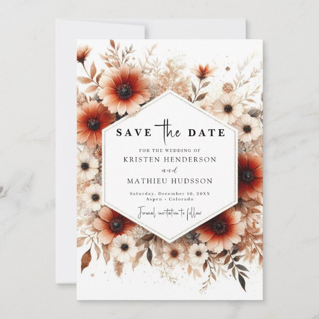 Save The Date Mariage en terre cuite rustique personnalisé (Devant)