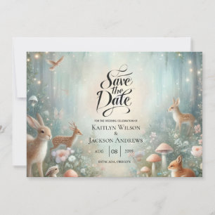 Save The Date Mariage Enchanté dans une Forêt de Sarcelle et de
