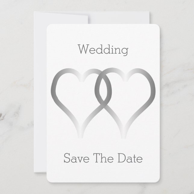 Save The Date Mariage Enregistrer La Date Coeurs Argent (Devant)