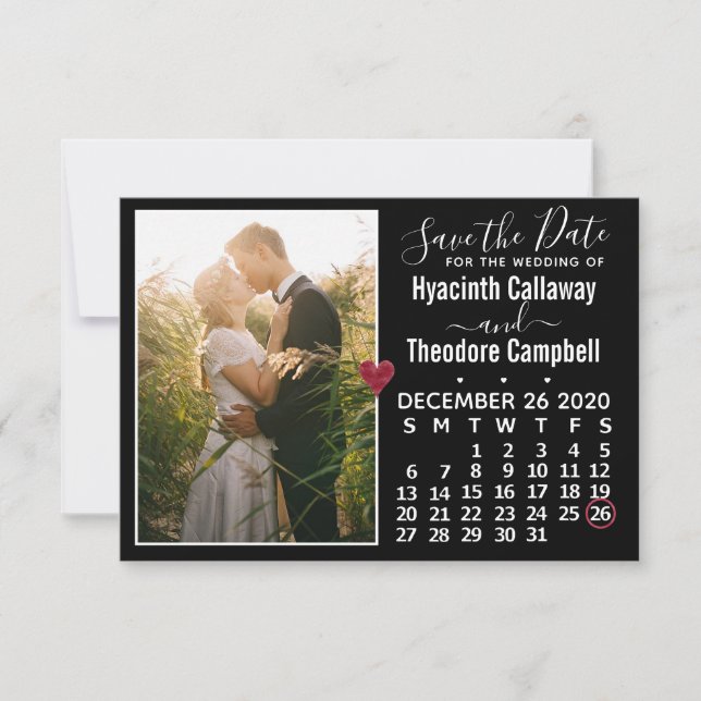 Save The Date Mariage Enregistrer la date Décembre 2020 Calendri (Devant)
