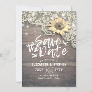 Save The Date Mariage Enregistrer La Date Dentelle Tournesol Lum