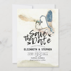 Save The Date Mariage Enregistrer La Date Dragonfly Mating Love