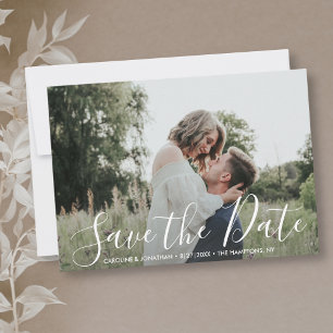 Save The Date Mariage Enregistrer la date Elegant Argent & Blanc