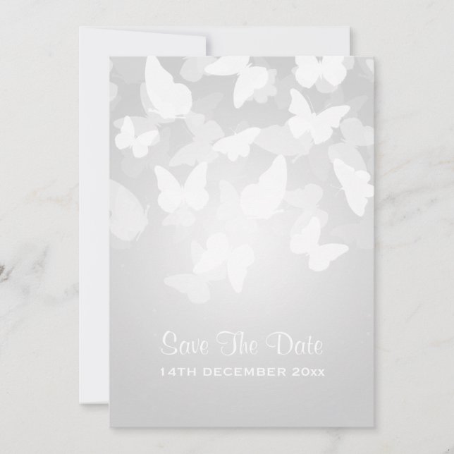 Save The Date Mariage Enregistrer La Date Éloignante Papillons B (Devant)