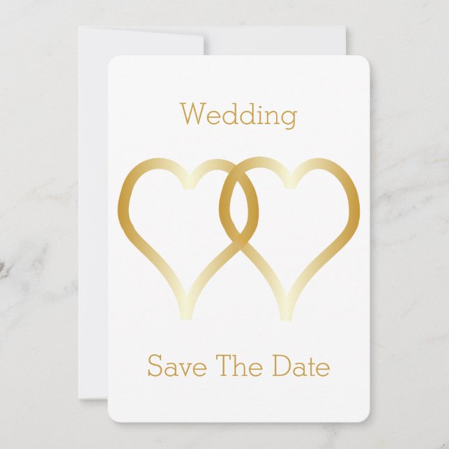 Save The Date Mariage Enregistrer La Date Gold Hearts (Devant)