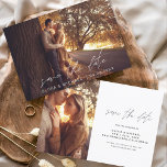 Save The Date Mariage Enregistrer la date manuscrite photo minim<br><div class="desc">Mariage écrit à la main Enregistrer les cartes de dates qui ont une photo sur le devant et le dos. Les cartes Save the Date Fall, Automne, Hiver, Printemps ou Été contiennent une typographie manuscrite moderne lettrée cursive qui sont élégantes, simples et modernes à utiliser après que vous minimaliste simple...</div>