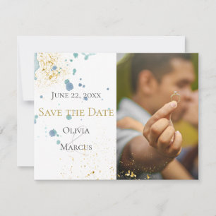Save The Date MARIAGE   Enregistrer la date PHOTO Bleu éclats