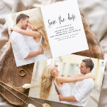 Save The Date Mariage Enregistrer la date Photo Élégant Simple<br><div class="desc">Mariage Sauvegardez les Cartes de Date qui ont une photo sur le devant et le dos. Les cartes Save the Date contiennent une typographie manuscrite moderne,  lettrée à la main,  qui est élégante,  simple et moderne à utiliser après la célébration du jour de mariage.</div>