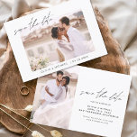 Save The Date Mariage Enregistrer la date Photo Minimaliste<br><div class="desc">Mariage Sauvegardez les Cartes de Date qui ont une photo sur le devant et le dos. Les cartes Save the Date contiennent une typographie de script moderne,  lettrée à la main,  qui sont élégantes,  simples et modernes à utiliser après que vous minimaliste simple célébration de mariage.</div>