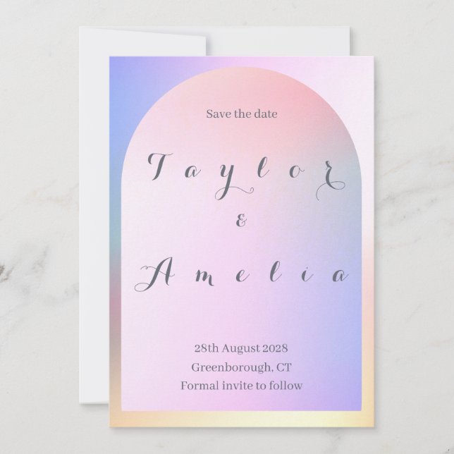 Save The Date Mariage Enregistrer la date rose Lilac Ombre Arch (Devant)