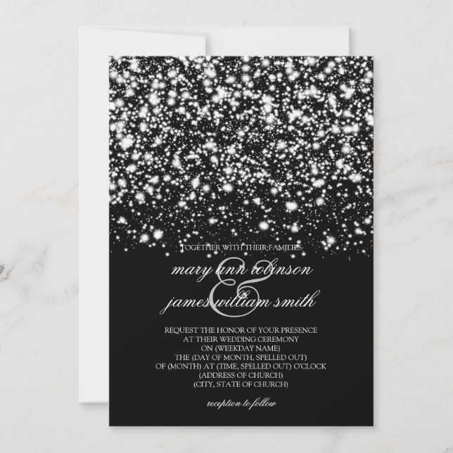 Save The Date Mariage Enregistrer La Date Silver Midnight Glam (Devant)